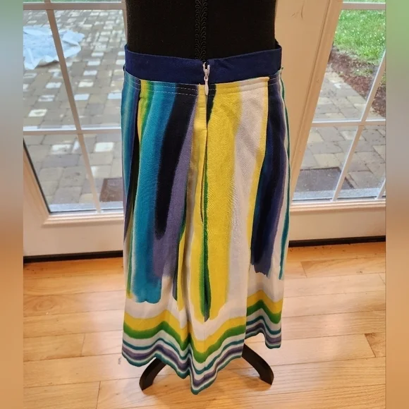 Calvin Klein Multicolored A-Line Lined Striped Knee Length Skirt Women's Size 6 - Picture 3 of 9